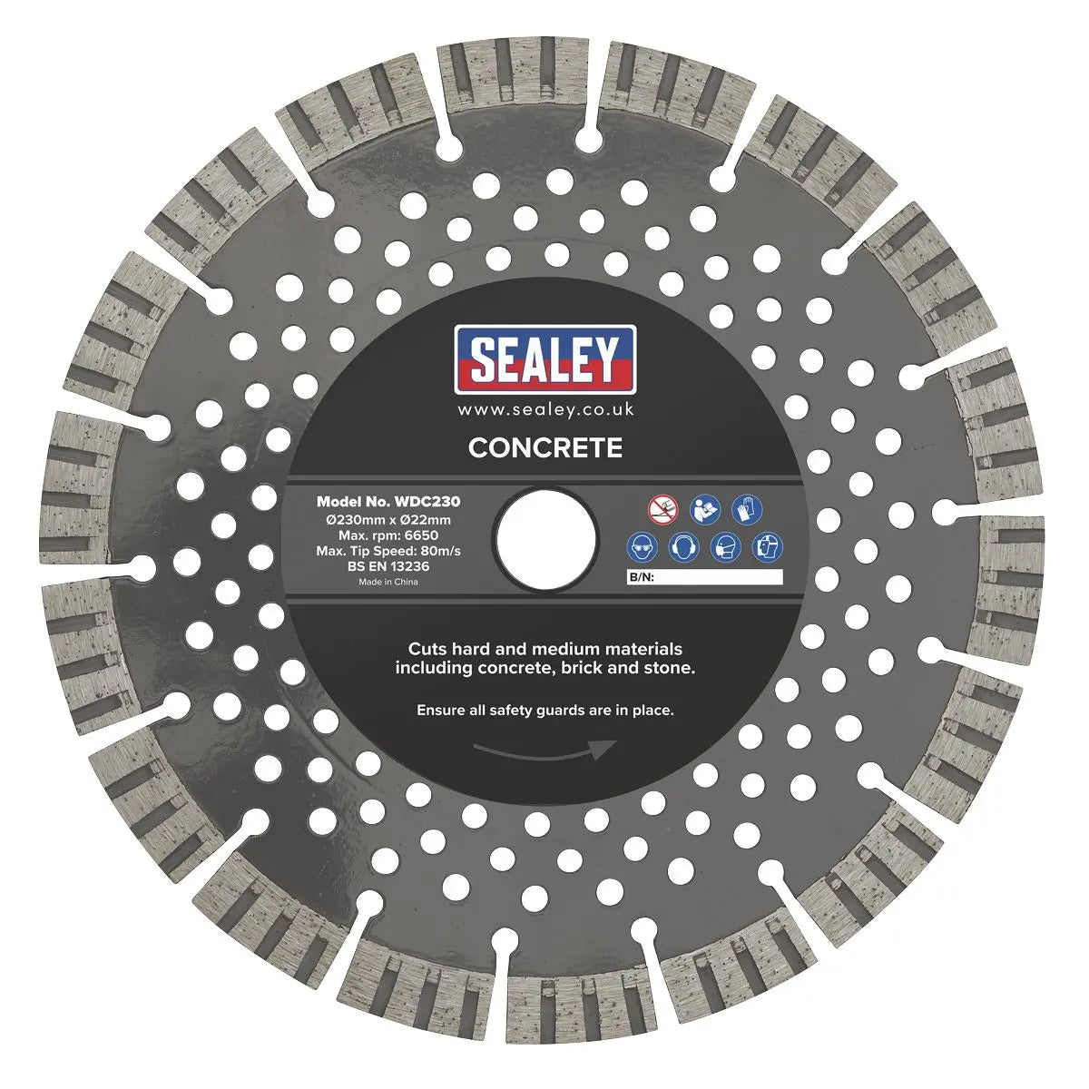Sealey Concrete Cutting Disc Dry Use Ø230mm 