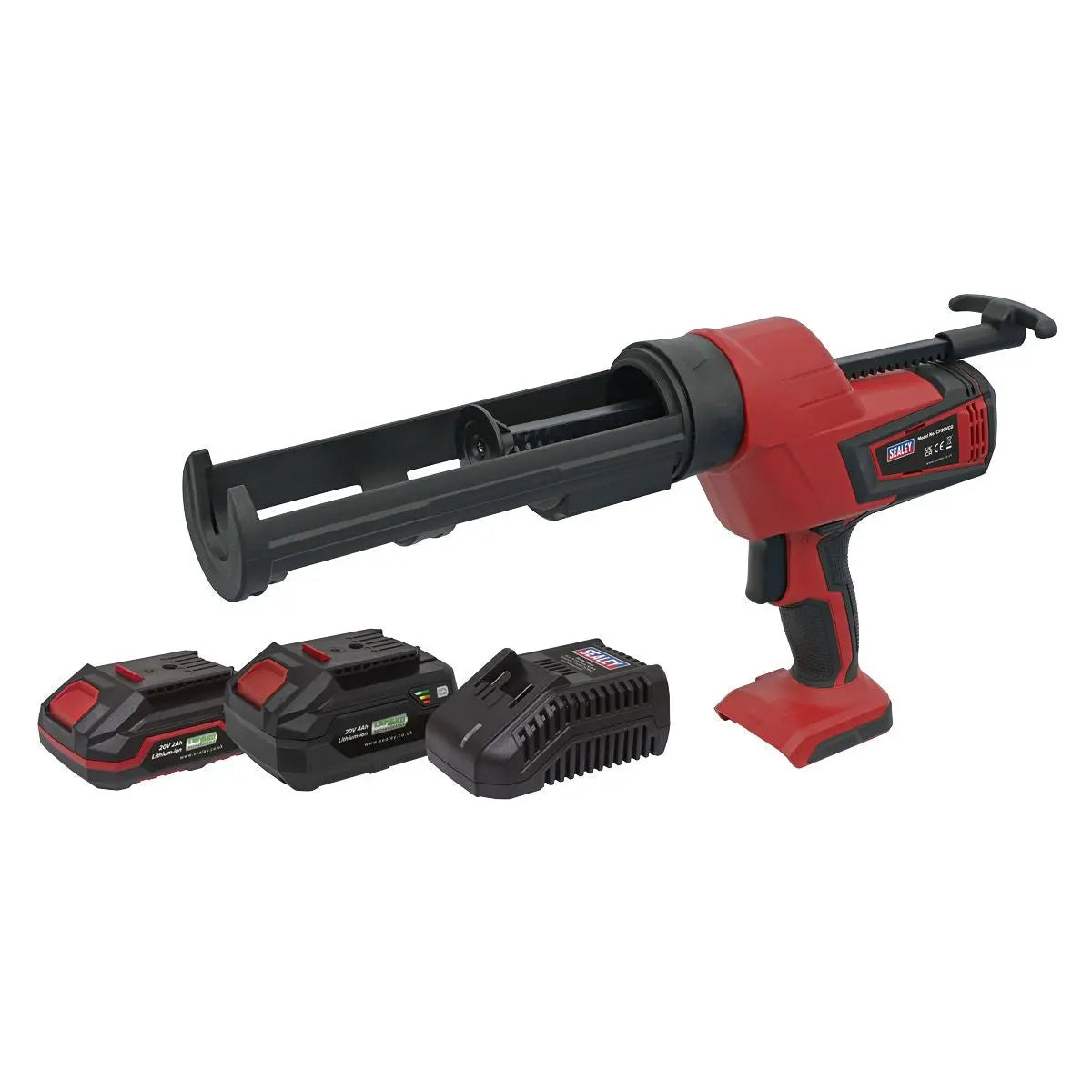 Sealey Cordless 20V SV20 Series 310ml Caulking Gun Kit- 2 Batteries 