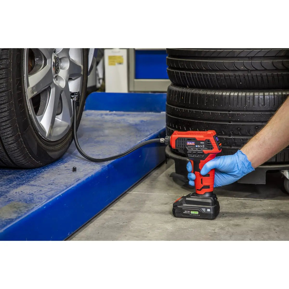 Sealey Cordless Air Pump 20V Body Only Tyre Inflator Digital LED Display 