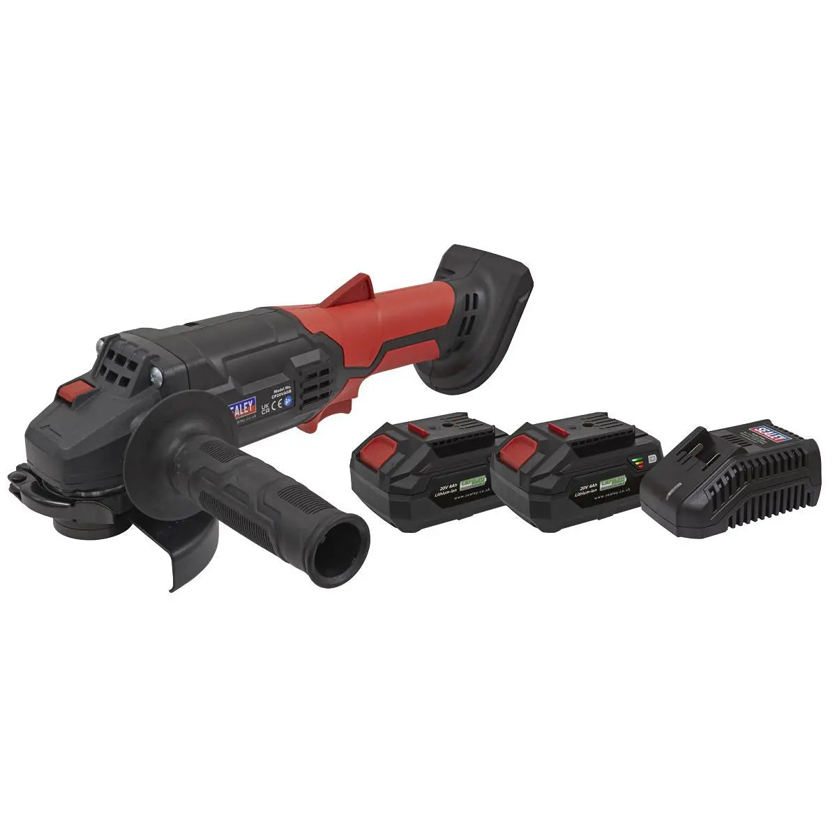 Sealey Cordless Angle Grinder Kit Ø115mm 20V 4Ah SV20 Series - 2 Batteries 