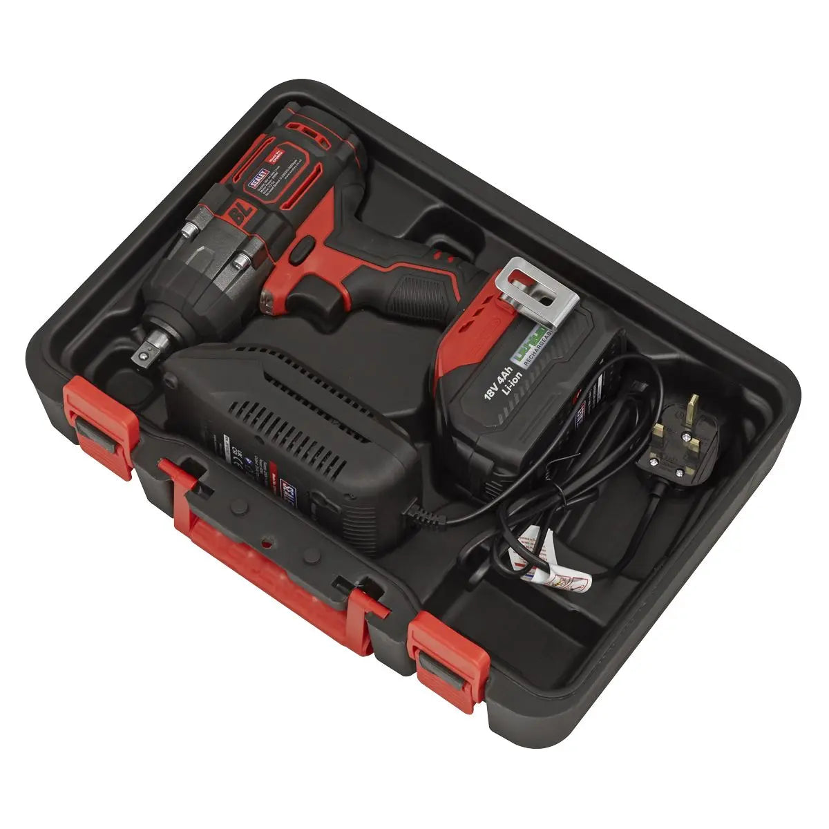 Sealey Cordless Brushless Impact Wrench 18V 4Ah Lithium-ion 1/2"Sq Drive  White Rose Tools