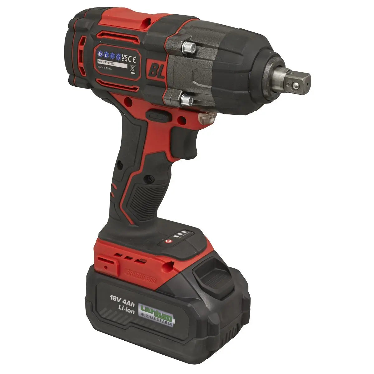Sealey Cordless Brushless Impact Wrench 18V 4Ah Lithium-ion 1/2"Sq Drive  White Rose Tools