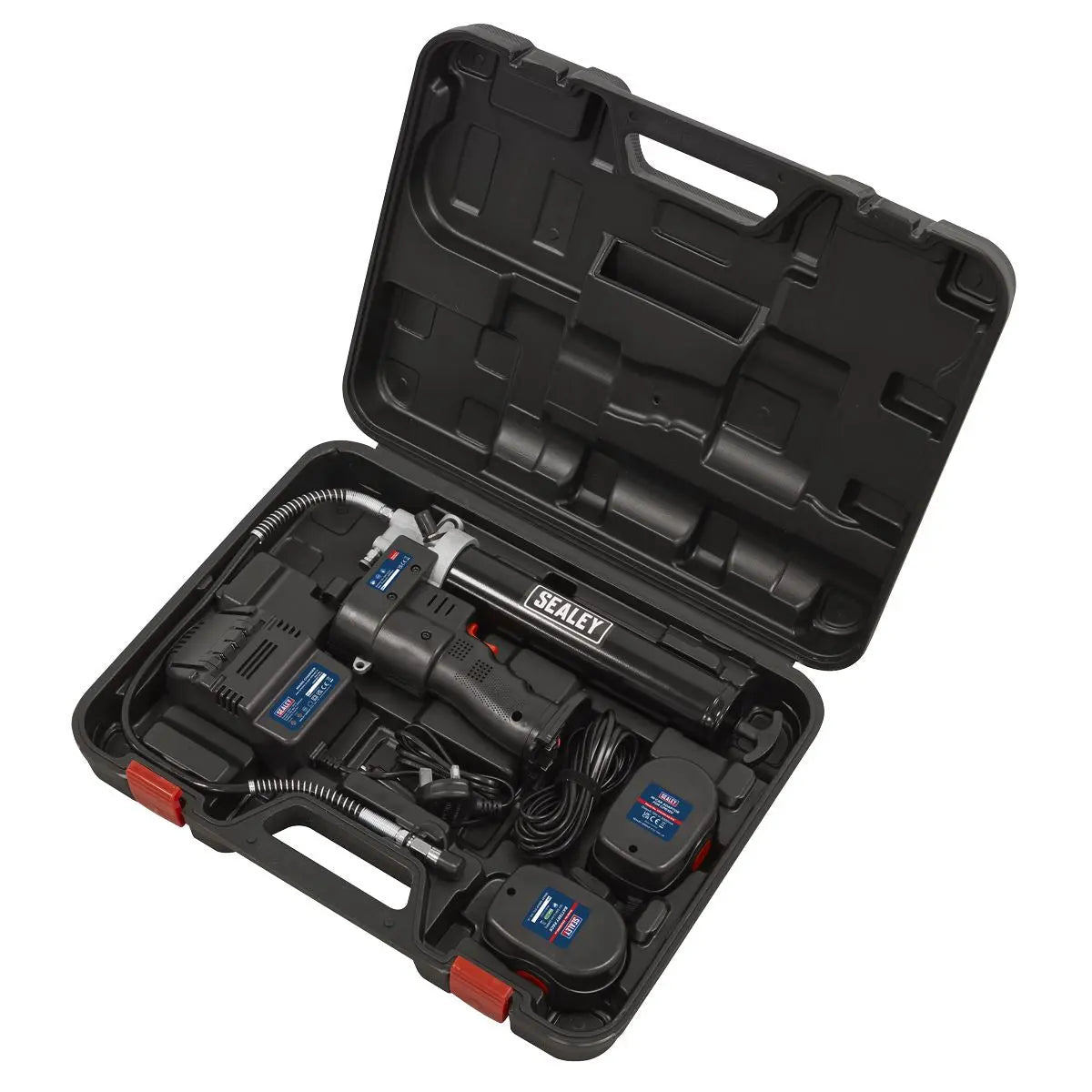 Sealey Cordless Grease Gun 12V Lubricant Dispenser Gun 1.7Ah Battery Charger 