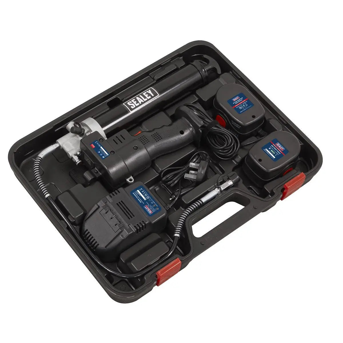 Sealey Cordless Grease Gun 12V Lubricant Dispenser Gun 1.7Ah Battery Charger 