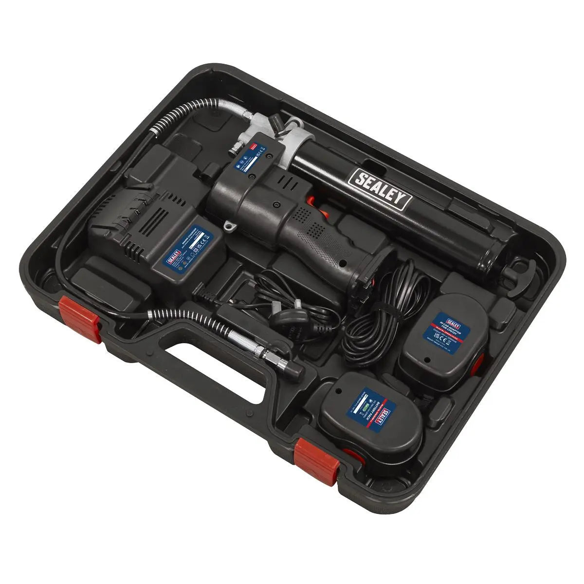 Sealey Cordless Grease Gun 12V Lubricant Dispenser Gun 1.7Ah Battery Charger 