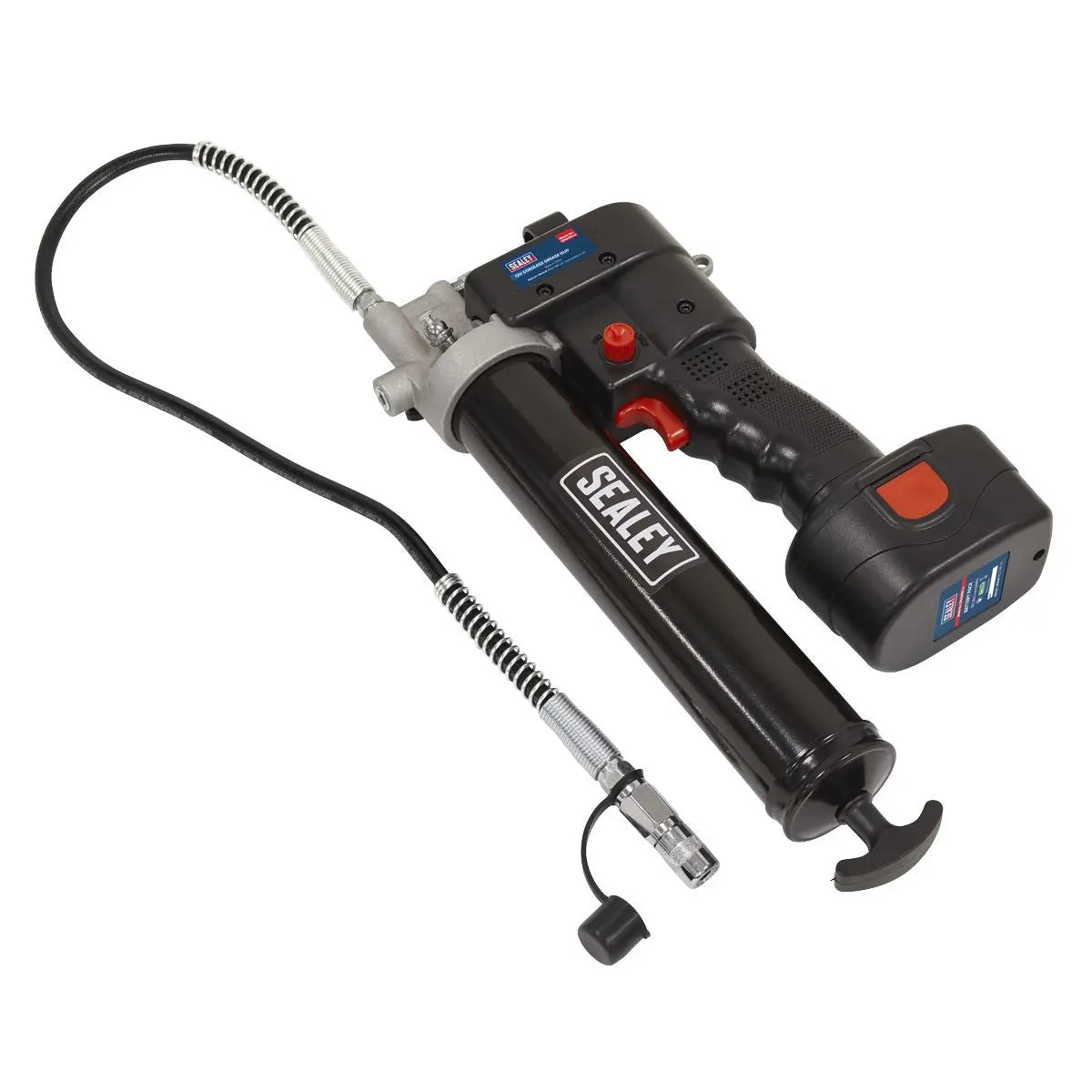 Sealey Cordless Grease Gun 12V Lubricant Dispenser Gun 1.7Ah Battery Charger 
