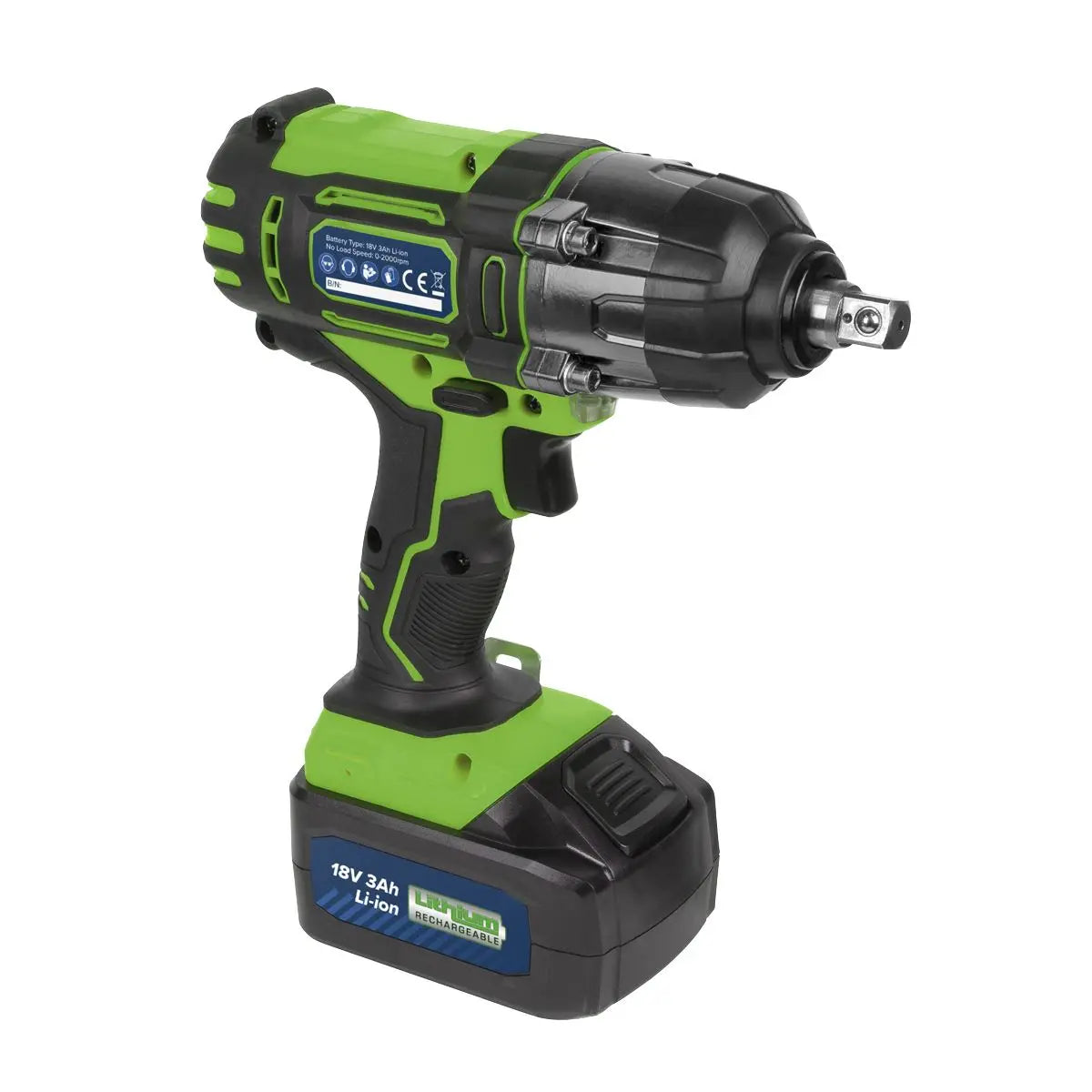 Sealey Cordless Impact Wrench 18V 3Ah Li-ion 1/2" Drive 400Nm Green Hi-Vis 