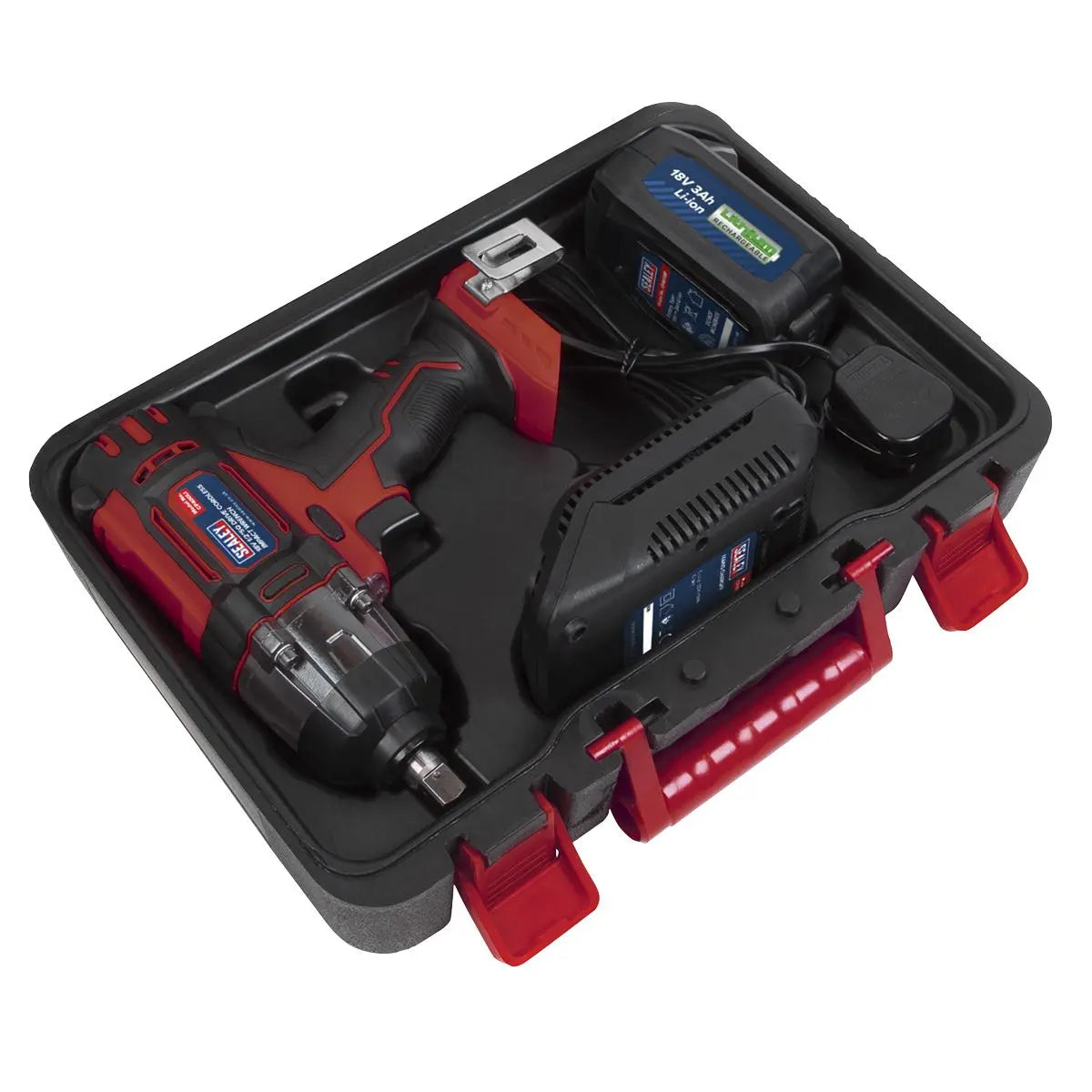 Sealey Cordless Impact Wrench 18V 3Ah Lithium-ion 1/2"Sq Drive 