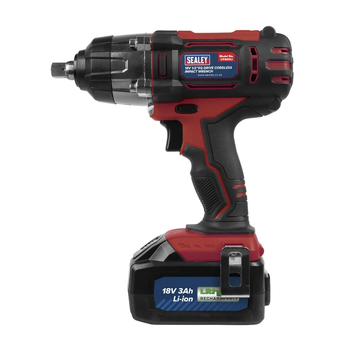 Sealey Cordless Impact Wrench 18V 3Ah Lithium-ion 1/2"Sq Drive 