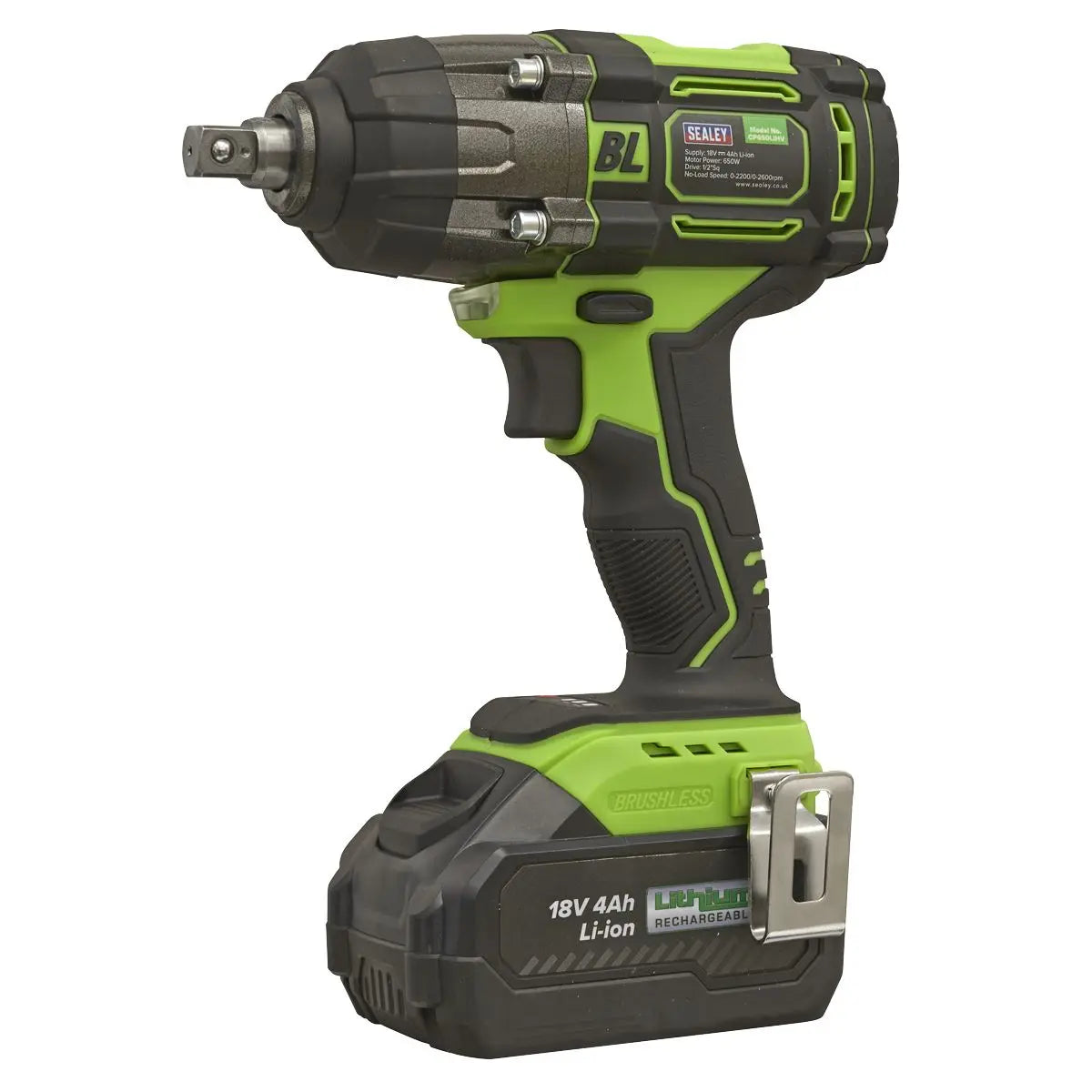 Sealey Cordless Impact Wrench 18V 4Ah Lithium-ion 1/2"Sq Drive  White Rose Tools
