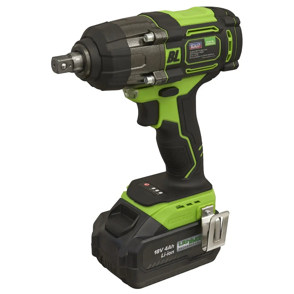 Sealey Cordless Impact Wrench 18V 4Ah Lithium-ion 1/2"Sq Drive  White Rose Tools