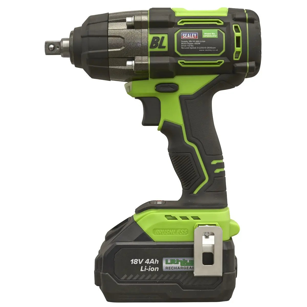 Sealey Cordless Impact Wrench 18V 4Ah Lithium-ion 1/2"Sq Drive  White Rose Tools