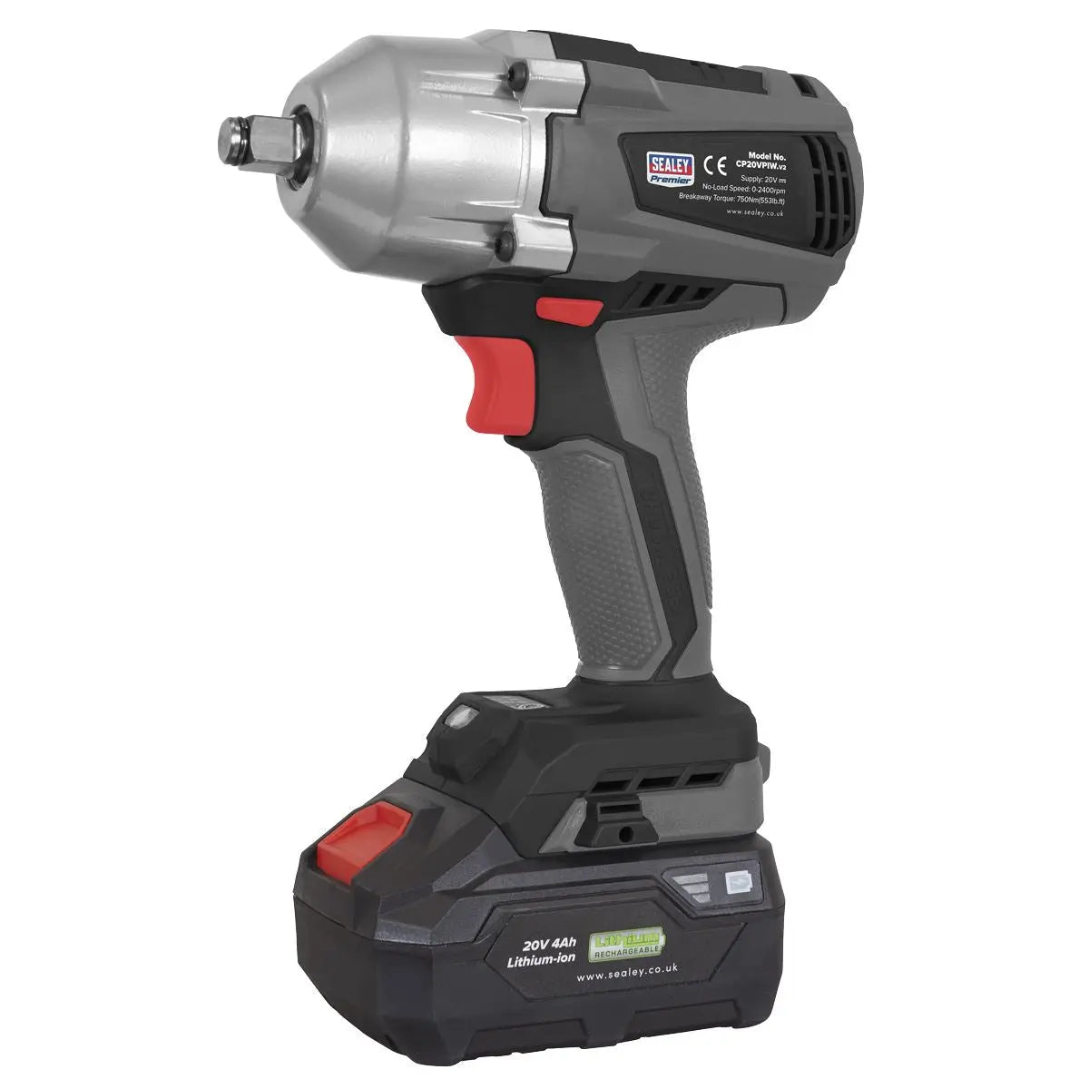 Sealey Cordless Impact Wrench 20V 1/2" Drive Brushless 700Nm Body Only 