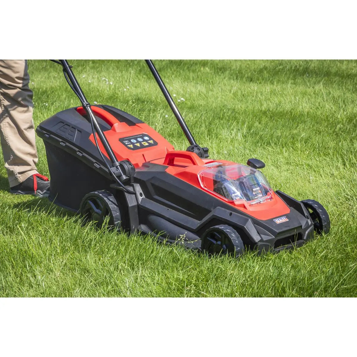 Sealey Cordless Lawn Mower Kit 40V 4Ah SV20 Series 40cm  White Rose Tools