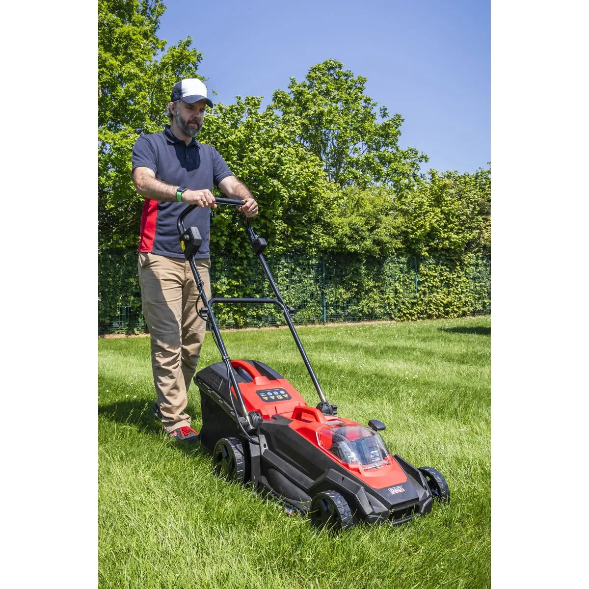 Sealey Cordless Lawn Mower Kit 40V 4Ah SV20 Series 40cm  White Rose Tools