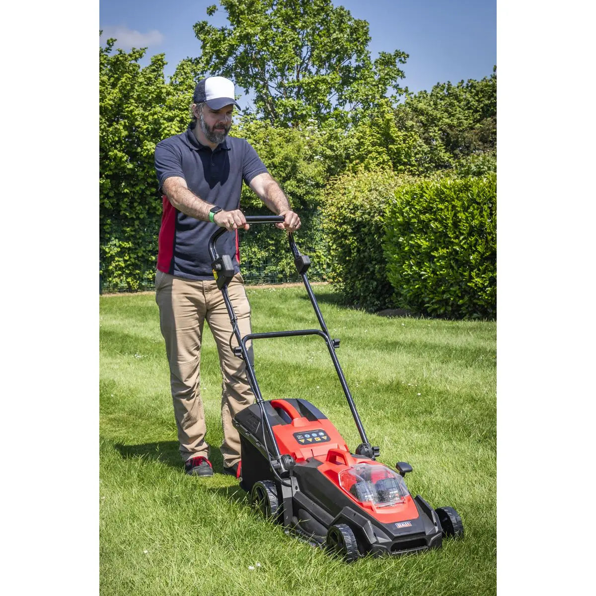 Sealey Cordless Lawn Mower Kit 40V 4Ah SV20 Series 40cm  White Rose Tools
