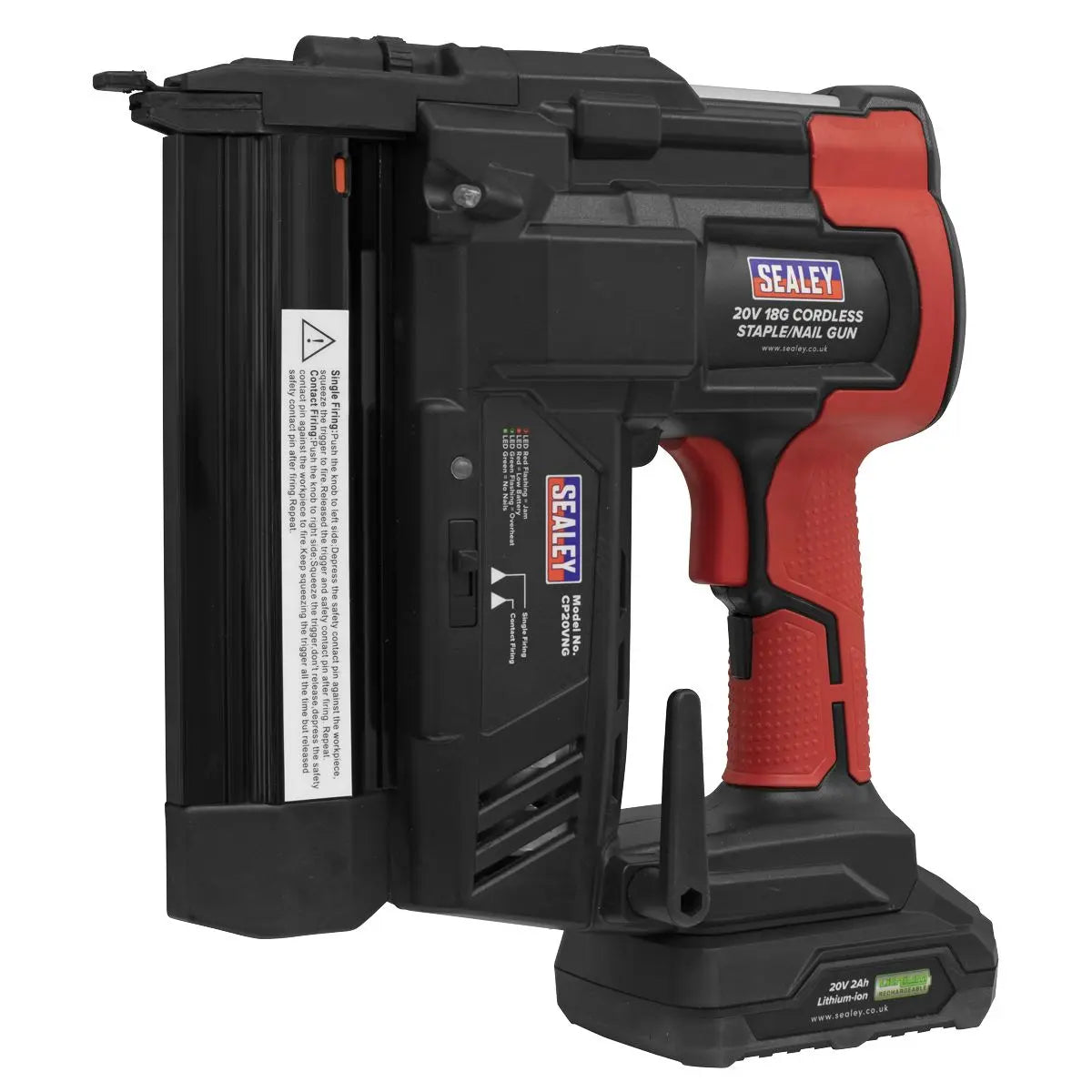 Sealey Cordless Nail (50mm) Staple (40mm) Gun 18 Gauge 20V Lithium-ion Body Only 