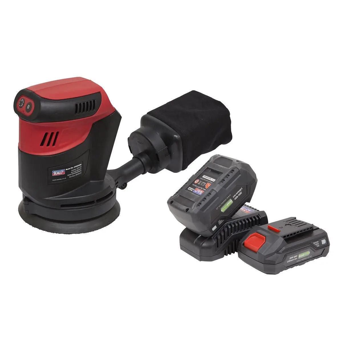 Sealey Cordless Orbital Palm Sander Kit Ø125mm 20V SV20 Series - 2 Batteries 