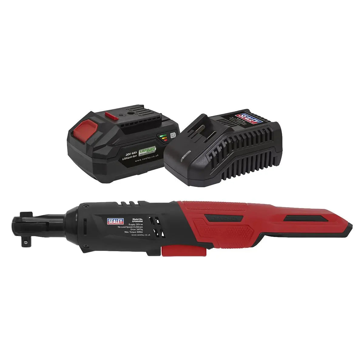 Sealey Cordless Ratchet Wrench Kit  3/8"Sq Drive 60Nm 20V 4Ah SV20 Series 