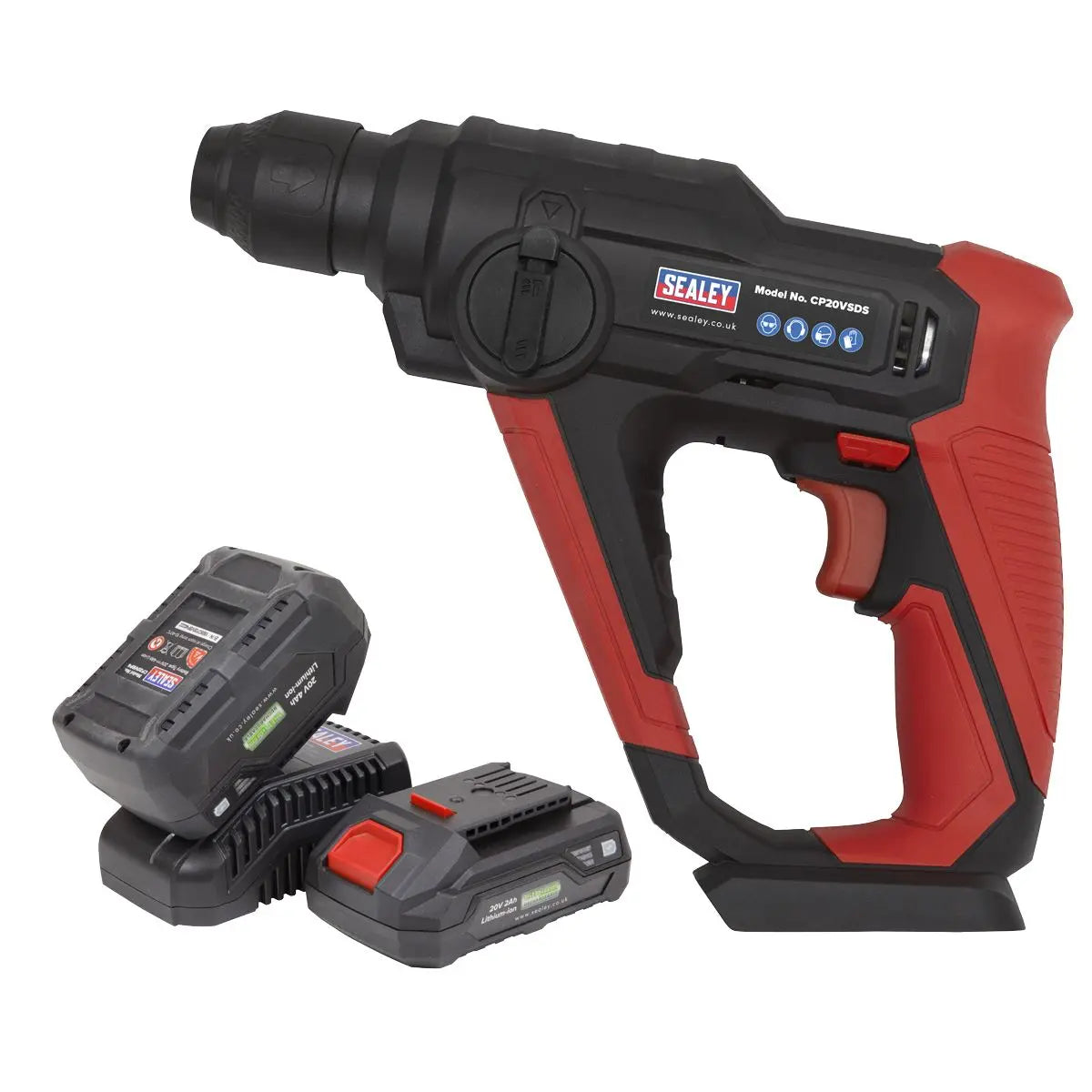 Sealey Cordless Rotary Hammer Drill Kit 20V SV20 Series SDS Plus - 2 Batteries 