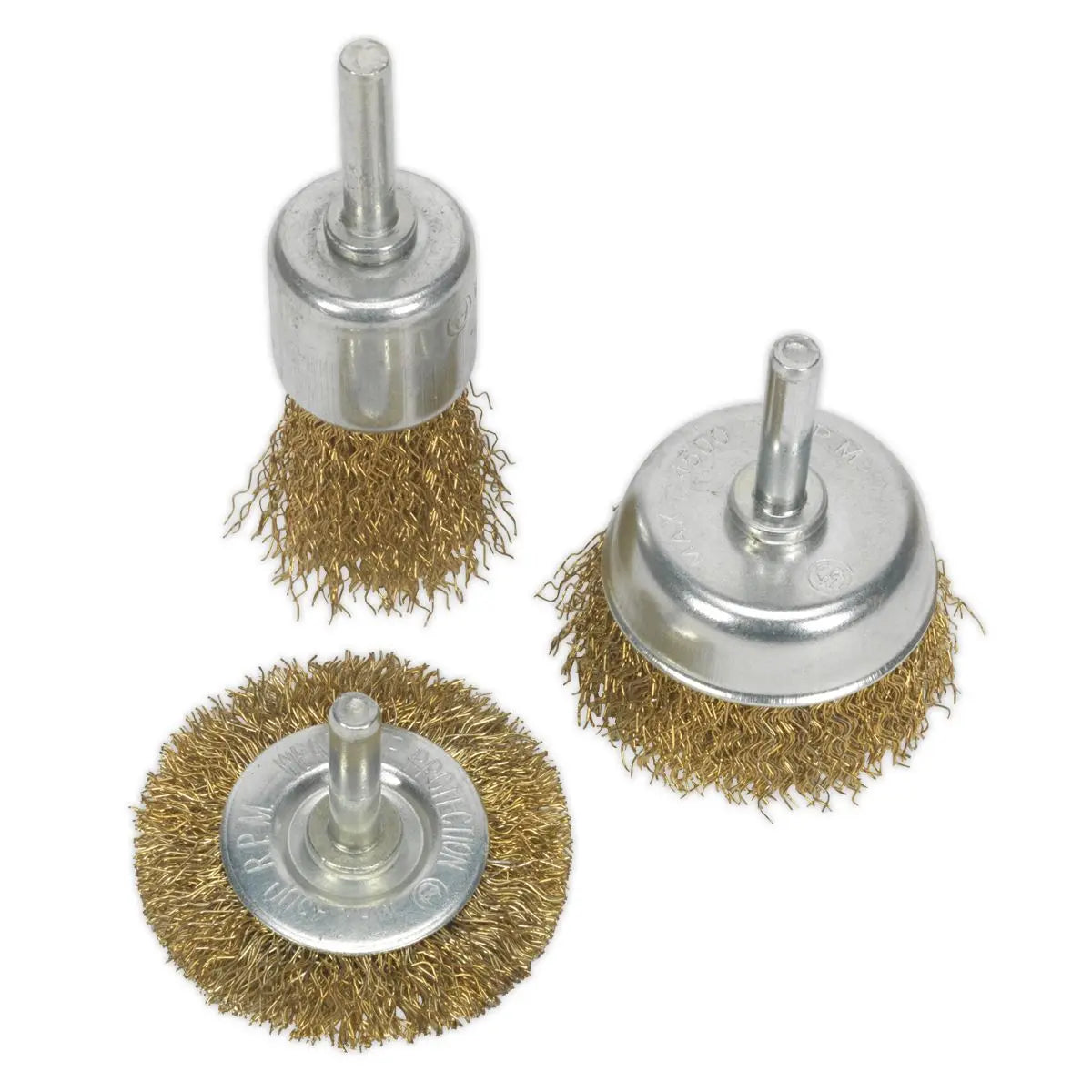 Sealey Crimped Wire Brush Set 3pc Brassed 