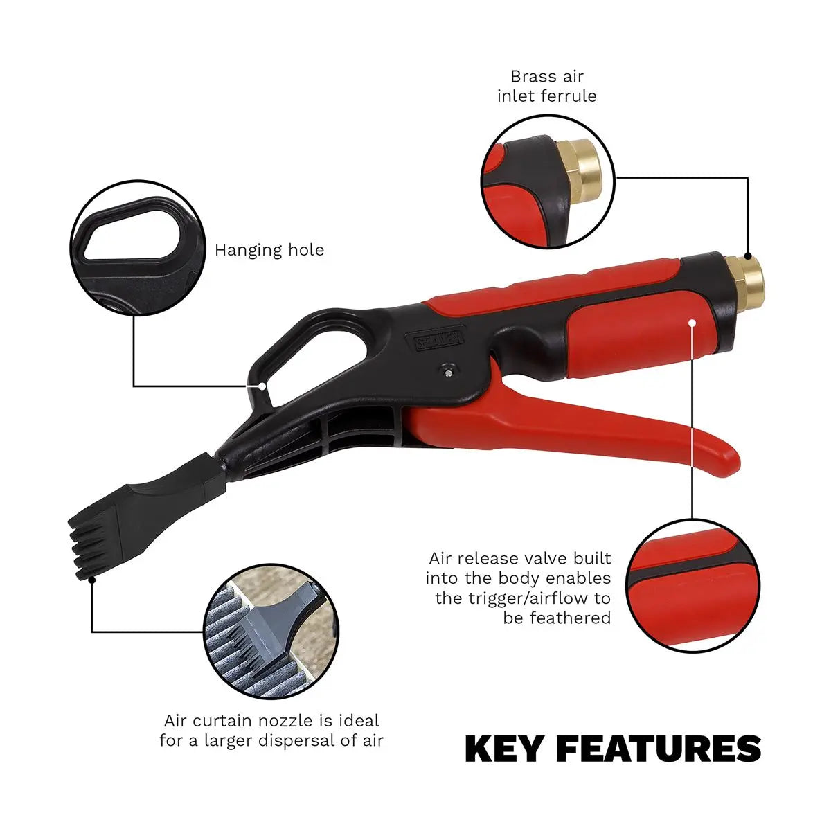 Sealey Curtain Air Blow Gun with 1/4"BSP Air Inlet 