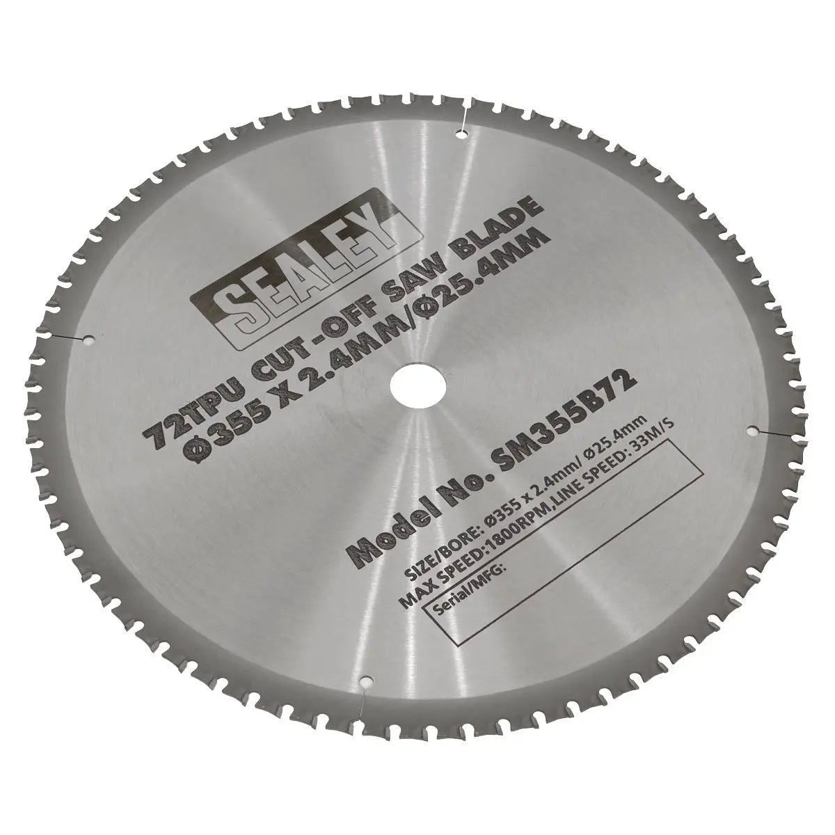 Sealey Cut-Off Saw Blade Ø355 x 2.4mm/Ø25.4mm 72tpu 
