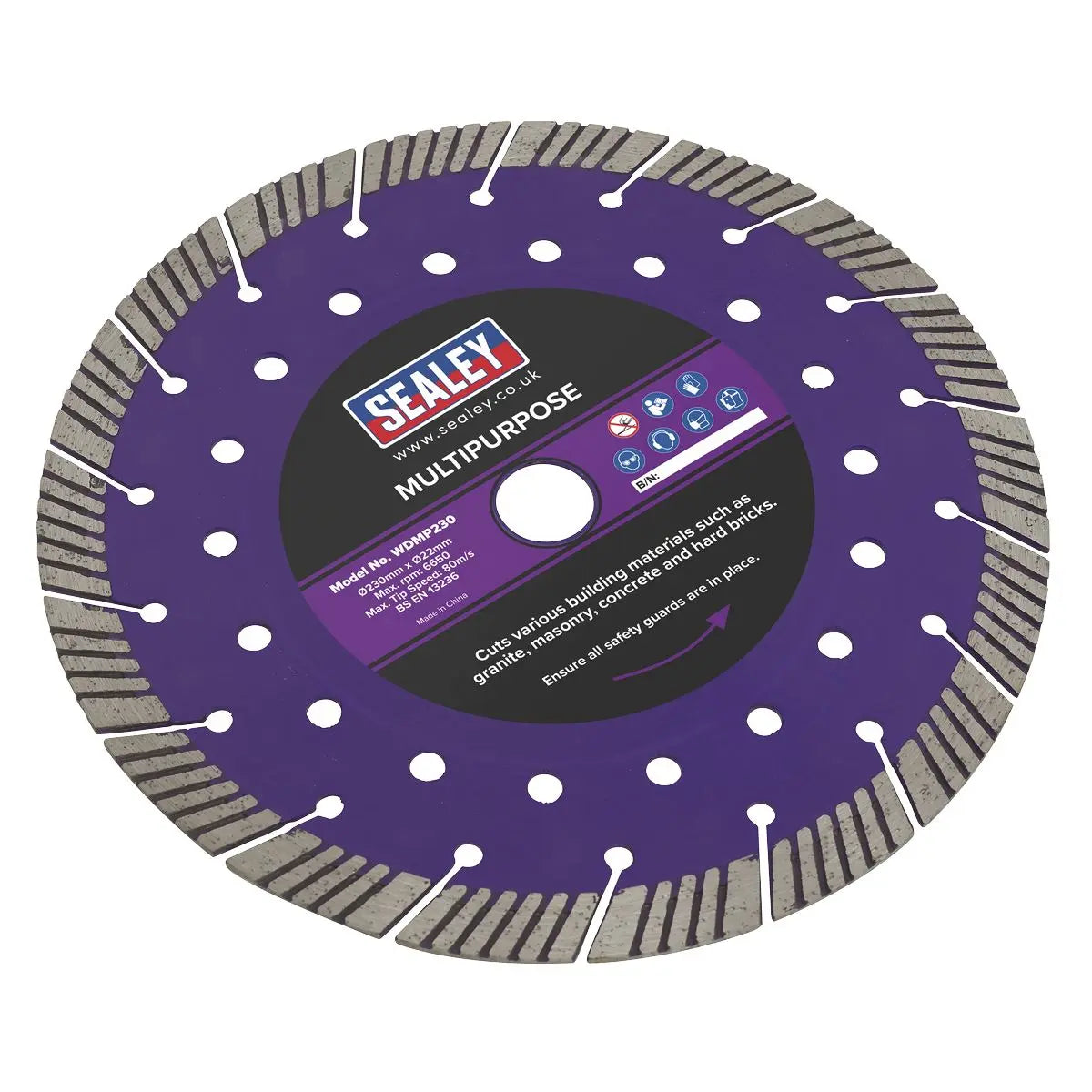 Sealey Cutting Disc Multipurpose Dry/Wet Use Ø230mm  White Rose Tools