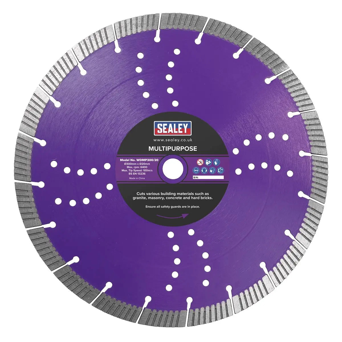 Sealey Cutting Disc Multipurpose Dry/Wet Use Ø300mm 