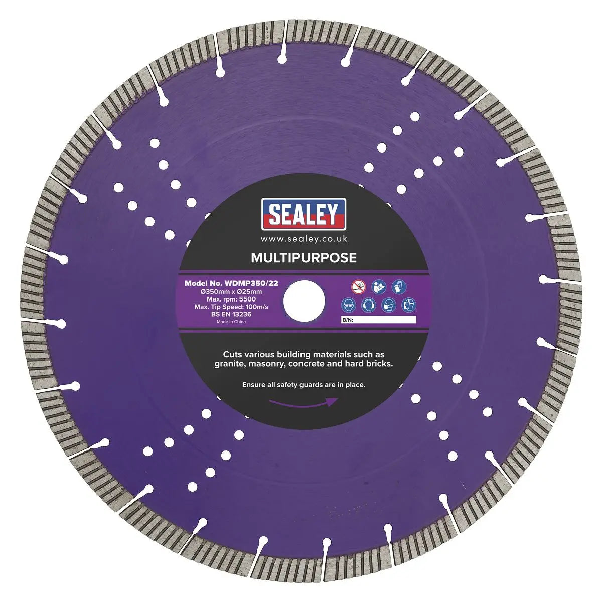 Sealey Cutting Disc Multipurpose Dry/Wet Use Ø350mm 