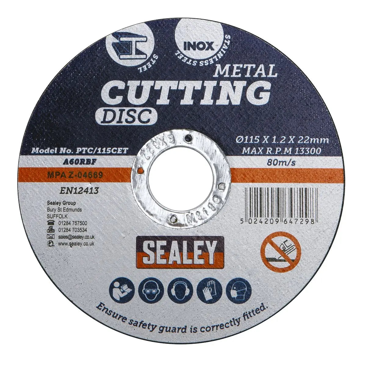 Sealey Cutting Disc Ø115 x 1.2mm Ø22mm Bore - Pack of 50 