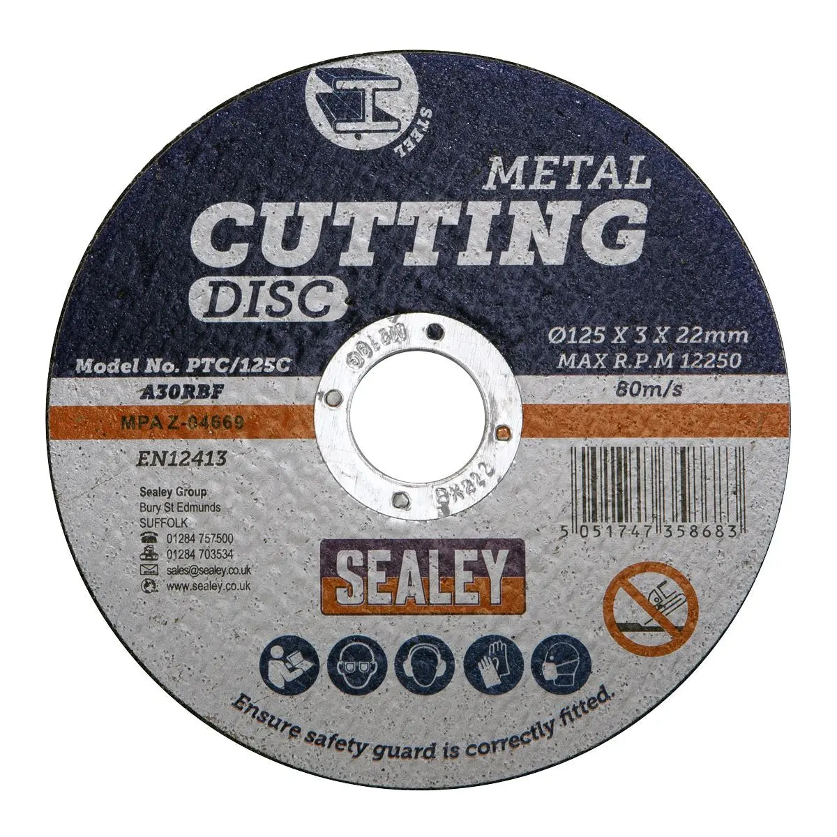 Sealey Cutting Disc Ø125 x 3mm Ø22mm Bore 