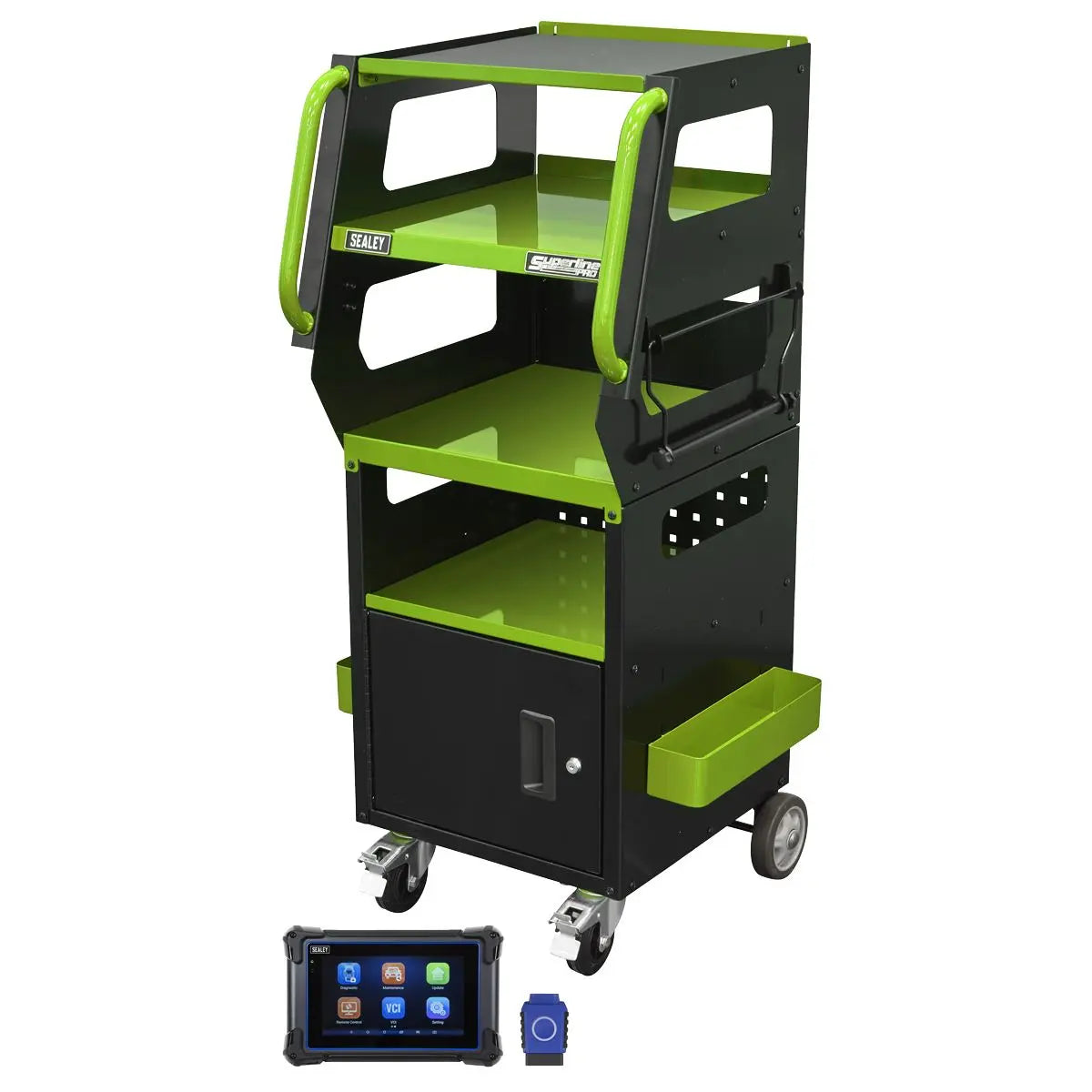 Sealey Diagnostic Tablet & Trolley - Green  White Rose Tools