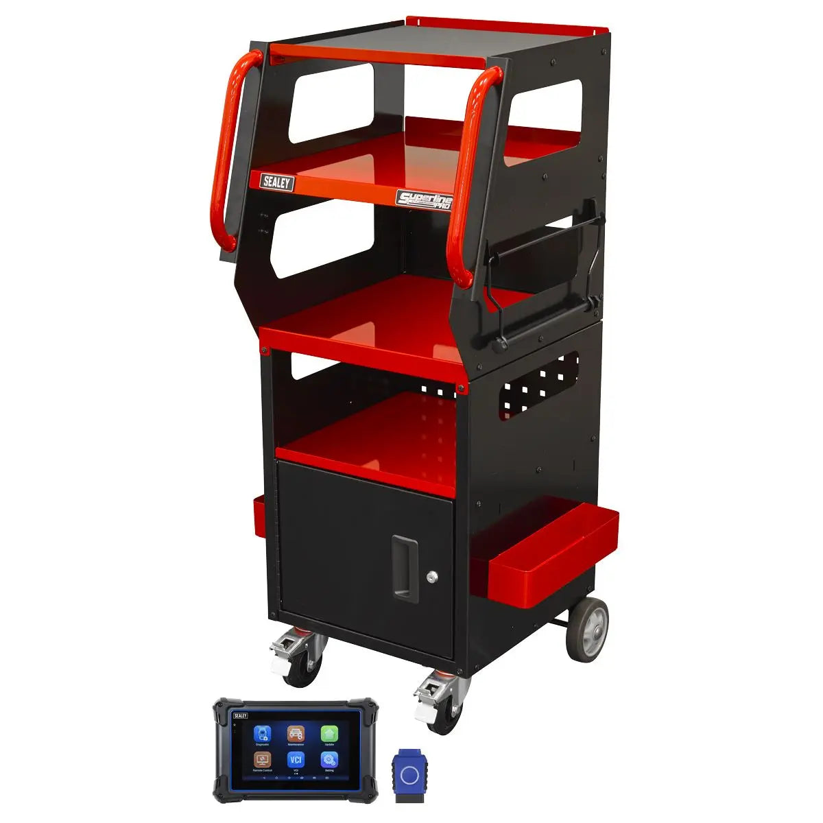 Sealey Diagnostic Tablet & Trolley - Red  White Rose Tools