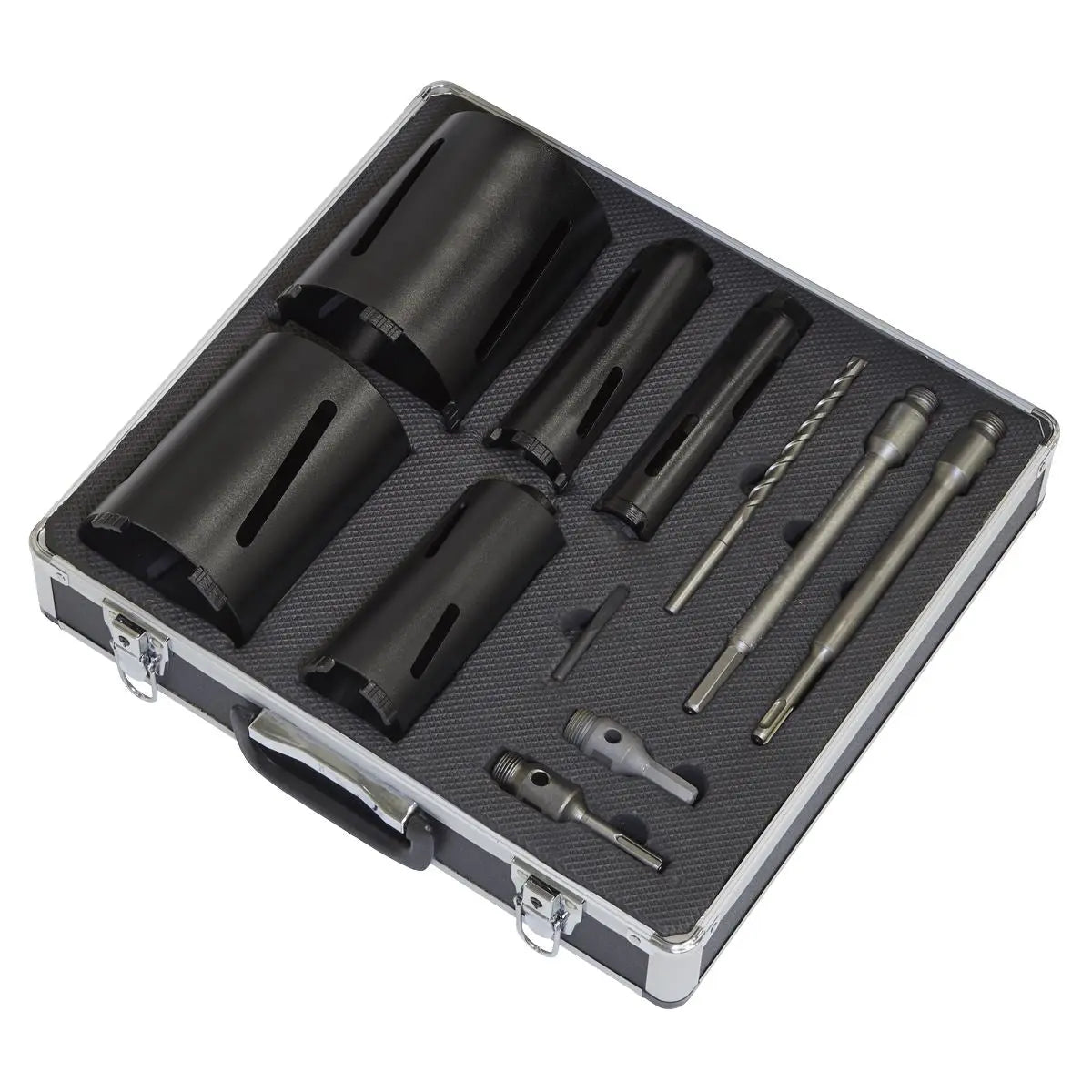 Sealey Diamond 5 Core Kit (Ø38, 52 ,65, 117, 127mm Cores with Adaptors) 