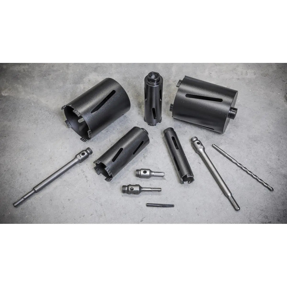 Sealey Diamond 5 Core Kit (Ø38, 52 ,65, 117, 127mm Cores with Adaptors) 