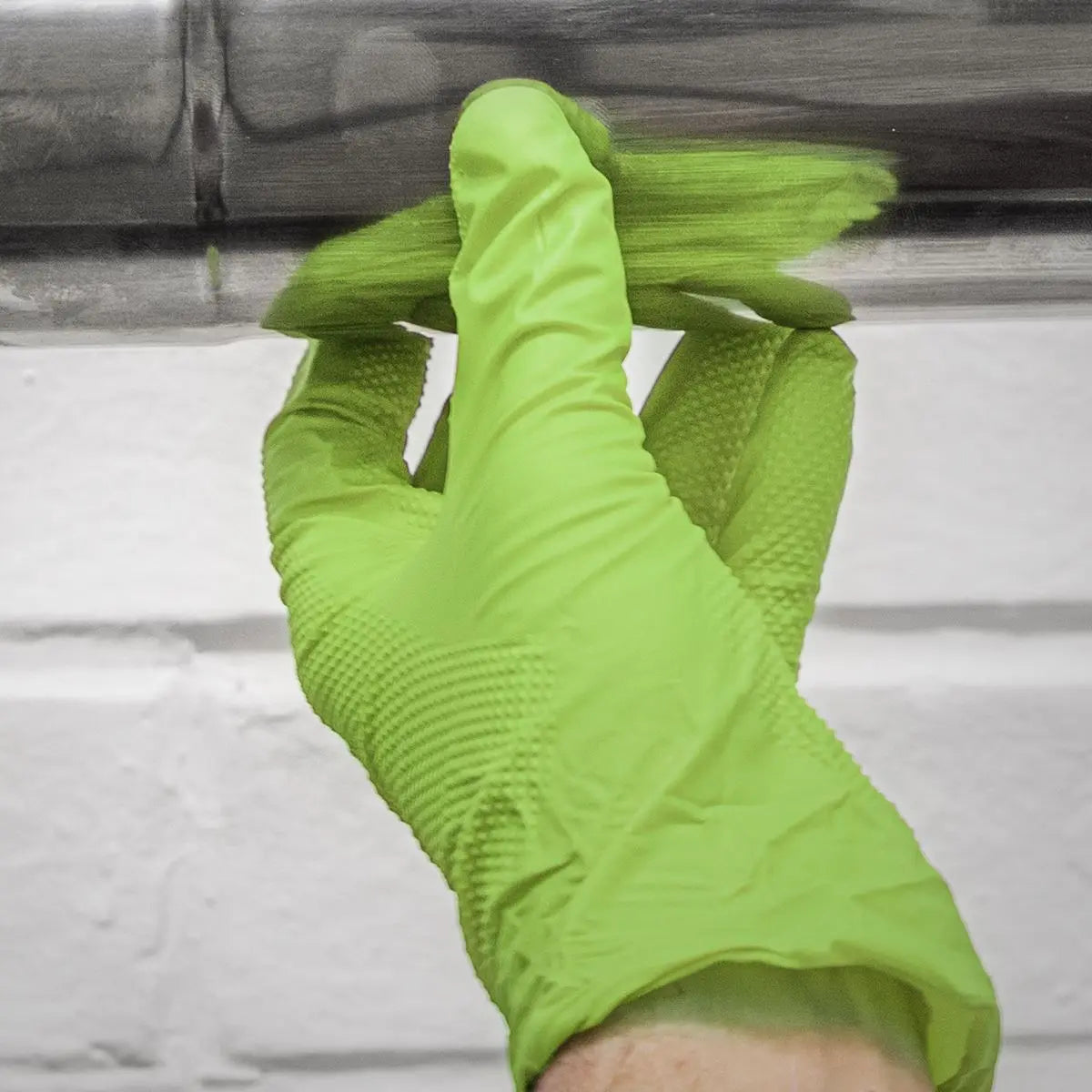 Sealey Diamond Grip Extra-Thick Nitrile Powder-Free Gloves, Hi-Vis Green, Large - Pack of 50  White Rose Tools