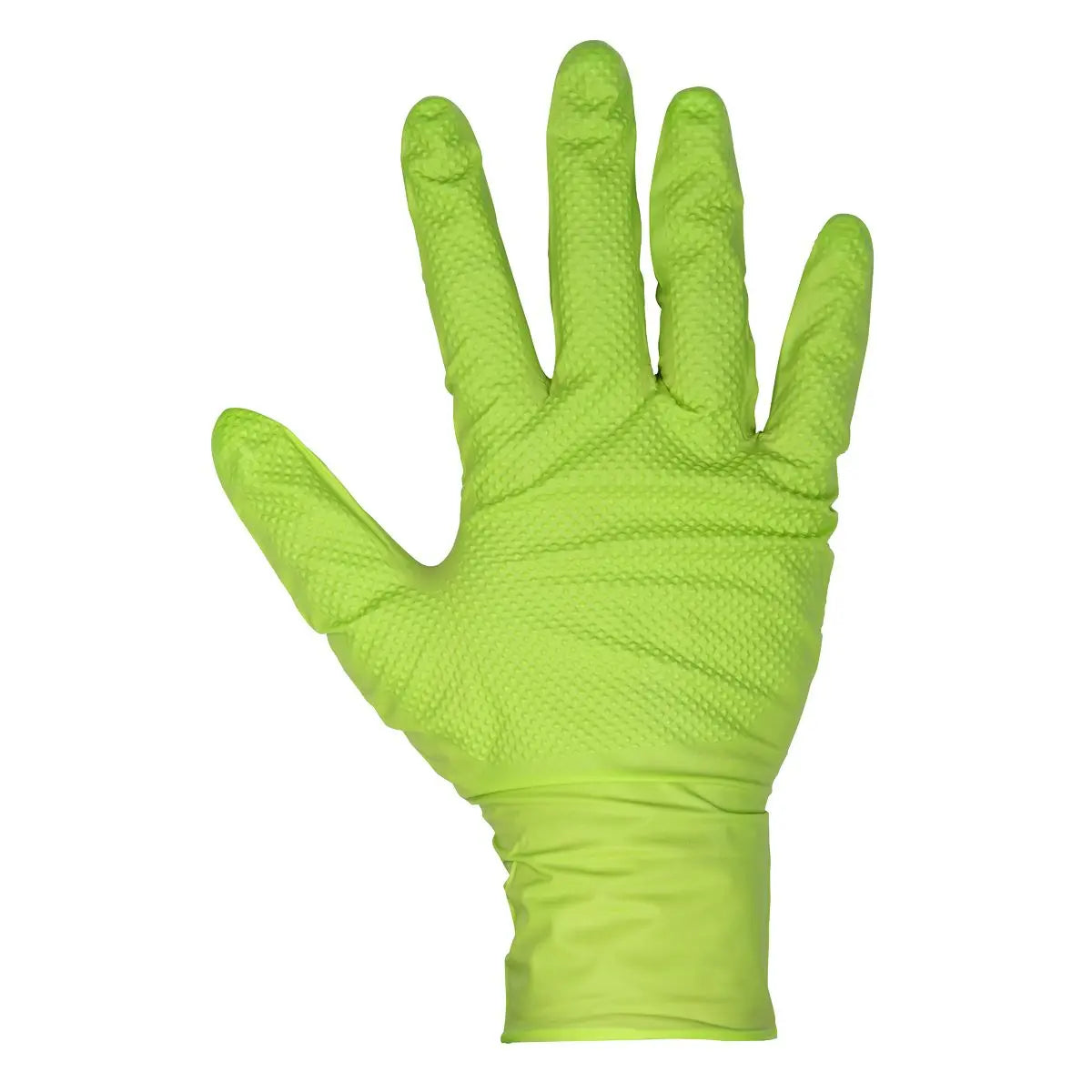 Sealey Diamond Grip Extra-Thick Nitrile Powder-Free Gloves, Hi-Vis Green, X-Large - Pack of 50  White Rose Tools