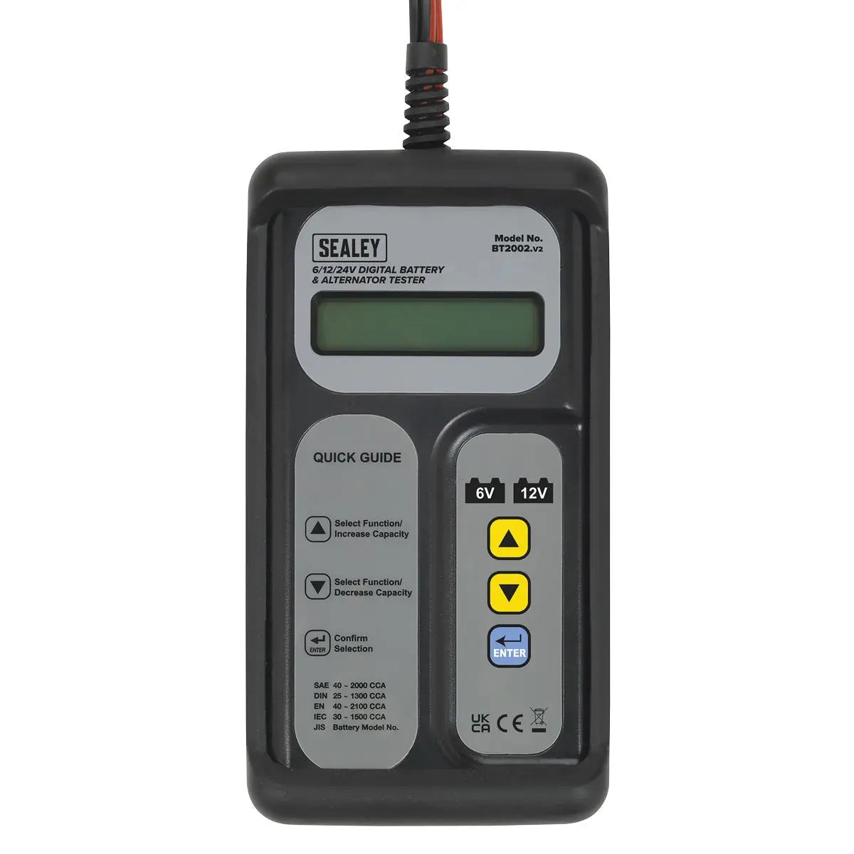 Sealey Digital Battery & Alternator Tester 6-12V Battery 6, 12, 24V Alternator 