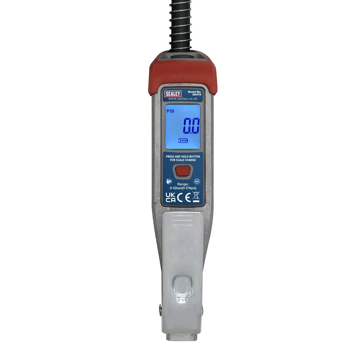 Sealey Digital Tyre Inflator 0.5m Hose with Twin Push-On Connector 