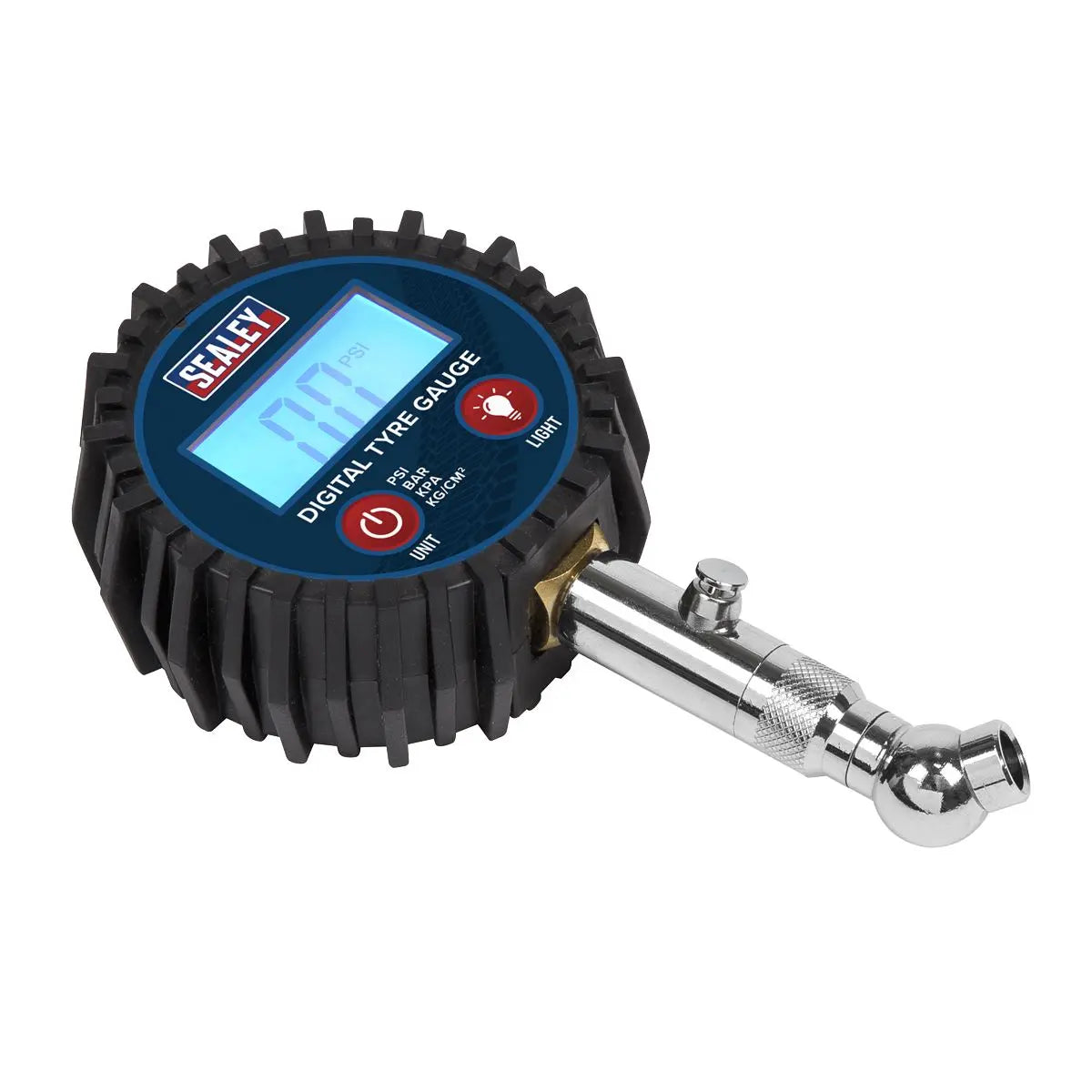 Sealey Digital Tyre Pressure Gauge with Swivel Head & Quick Release 
