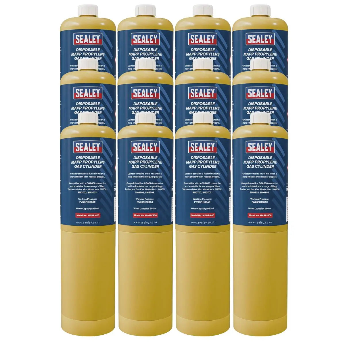 Sealey Disposable MAPP Propylene Gas Cylinder - Case of 12  White Rose Tools