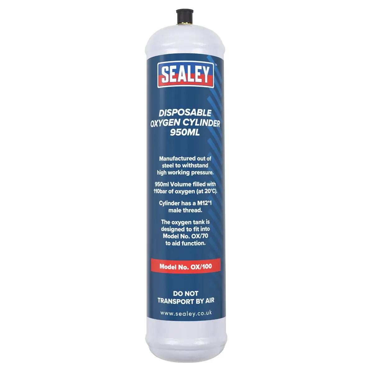 Sealey Disposable Oxygen Cylinder 950ml - Pack of 6  White Rose Tools