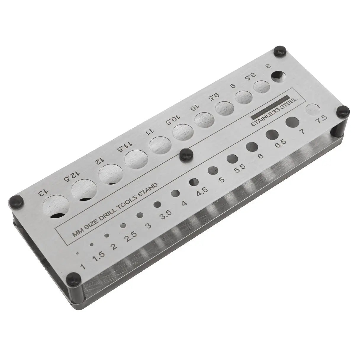 Sealey Drill Bit Stand Storage Organiser Metric Tool 1-13mm Stainless Steel  White Rose Tools