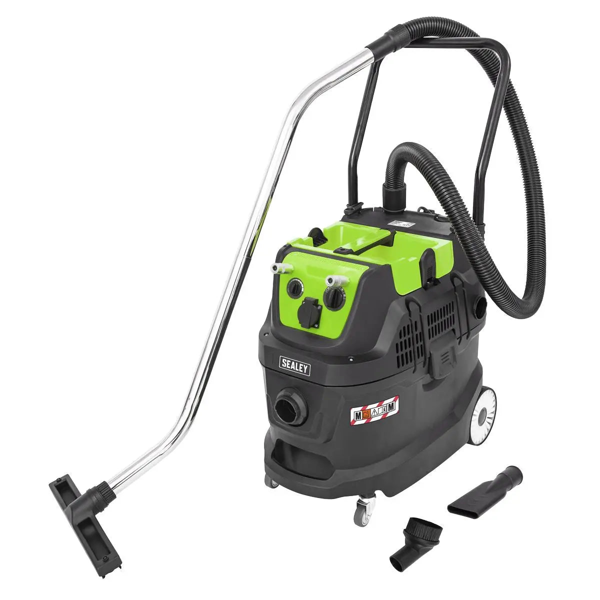 Sealey Dust-Free Wet & Dry Industrial Vacuum Cleaner 40L Plastic Drum M Class Filtration Self-Clean  White Rose Tools