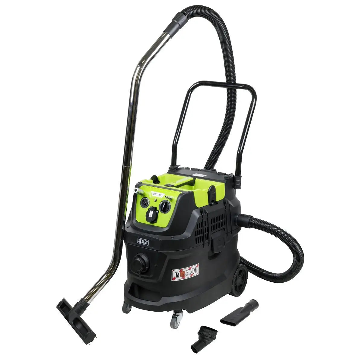 Sealey Dust-Free Wet & Dry Industrial Vacuum Cleaner 40L Plastic Drum M Class Filtration Self-Clean  White Rose Tools