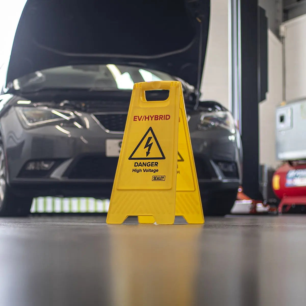 Sealey EV/Hybrid Floor Warning Signs - Pack of 2  White Rose Tools
