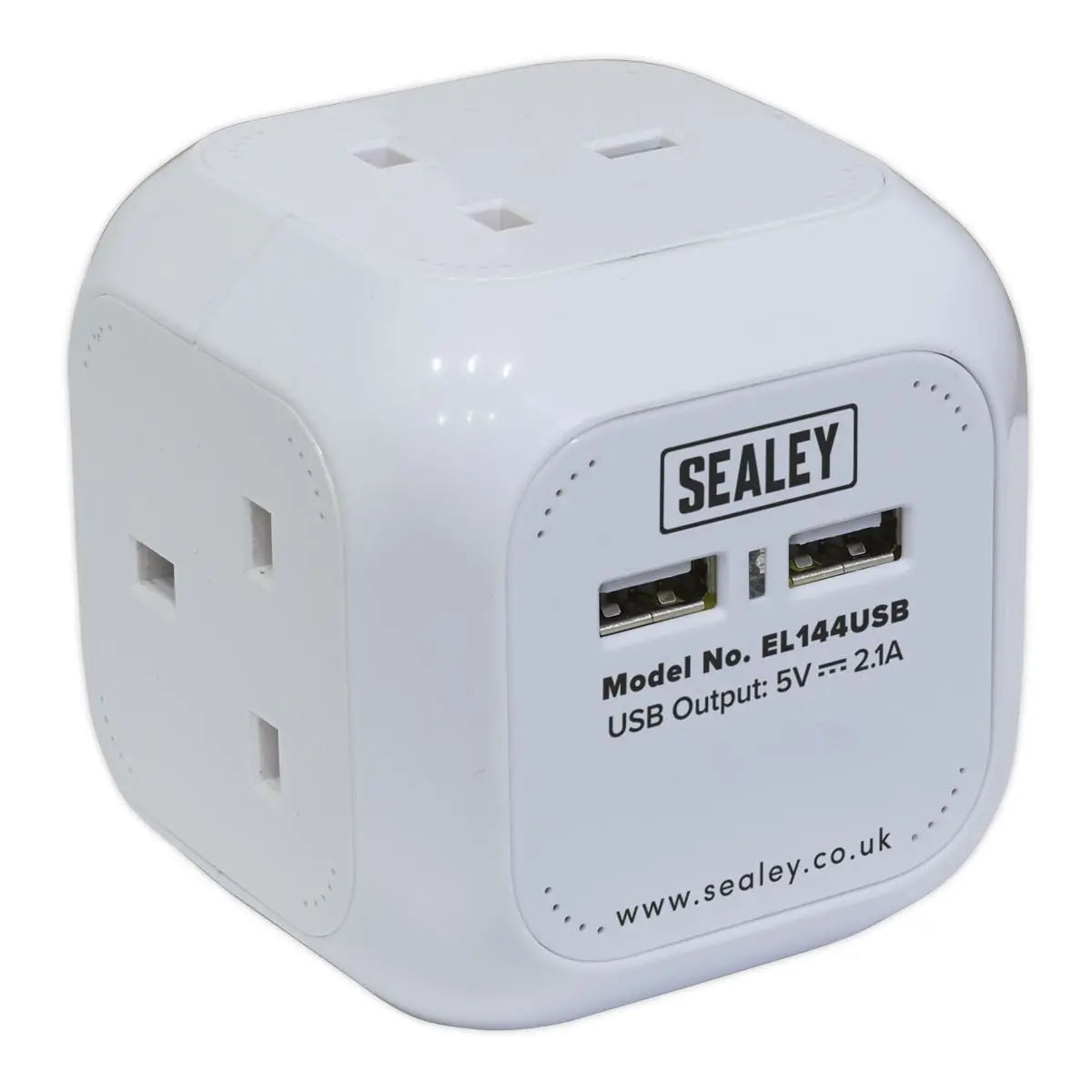 Sealey Extension Cable Cube 1.4m 4 x 230V & 2 x USB Sockets - White 