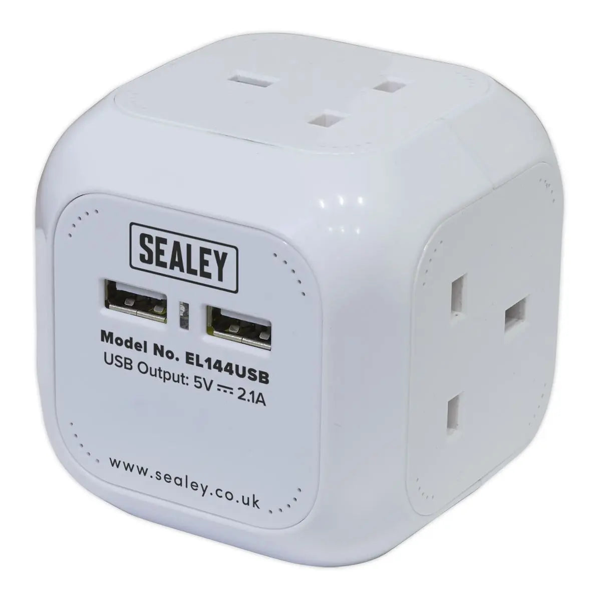 Sealey Extension Cable Cube 1.4m 4 x 230V & 2 x USB Sockets - White 