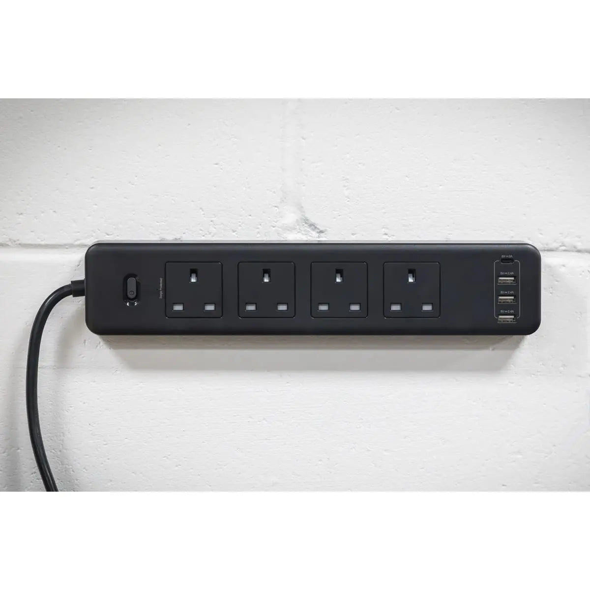 Sealey Extension Lead 2.6m with USB Ports - Black 